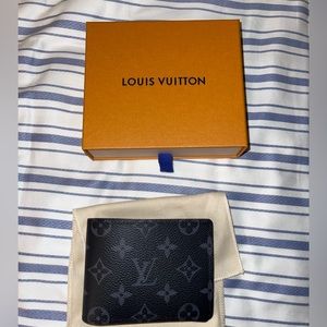 Used Louis Vuitton Black and Grey Slender Wallet